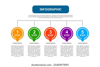 infographic elements with 5 steps on a white background.
