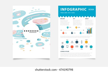 Infographic elements, annual report brochure template, Leaflet cover presentation, Flyer abstract flat background design, A4 layout vector.