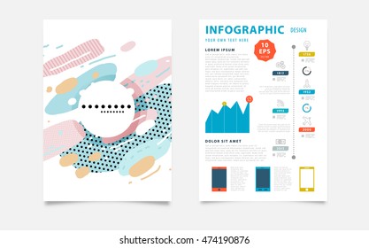 Infographic elements, annual report brochure template, Leaflet cover presentation, Flyer abstract flat background design, A4 layout vector.