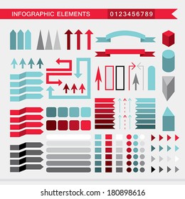 Infographic elements: arrows,signs,bars, buttons,borders etc. Vector illustration