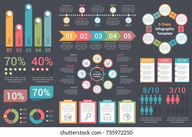 Infographic elements - bar graphs, human infographics, pie charts, steps and options, workflow, percents, circle diagrams, timeline, vector eps10 illustration