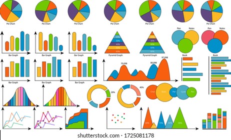 Infographic Elements -bar And Line Charts, Pyramid Graph, Venn Diagram, Inverted Bar Graph, Pie Charts, 31 Vector Illustrations Eps