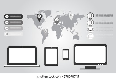 Infographic elements black color for computer design 