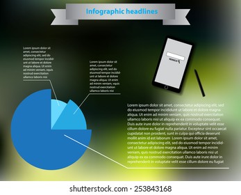 Infographic elements with blue diagram and smartphone