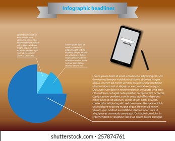 Infographic elements with blue diagram and smartphone