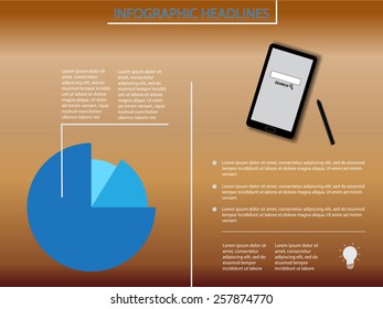 Infographic elements with blue diagram and smartphone