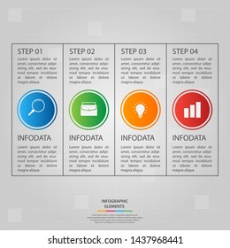 Infographic elements. Business concept timeline. Modern infograph template with four steps. Can use for workflow layout, diagram, banner, webdesign, presentation. Vector illustration.