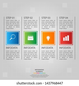 Infographic elements. Business concept timeline. Modern infograph template with four steps. Can use for workflow layout, diagram, banner, webdesign, presentation. Vector illustration.