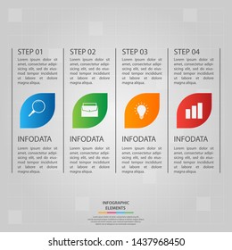 Infographic elements. Business concept timeline. Modern infograph template with four steps. Can use for workflow layout, diagram, banner, webdesign, presentation. Vector illustration.