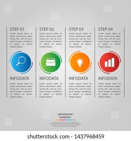 Infographic elements. Business concept timeline. Modern infograph template with four steps. Can use for workflow layout, diagram, banner, webdesign, presentation. Vector illustration.