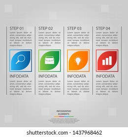 Infographic elements. Business concept timeline. Modern infograph template with four steps. Can use for workflow layout, diagram, banner, webdesign, presentation. Vector illustration.