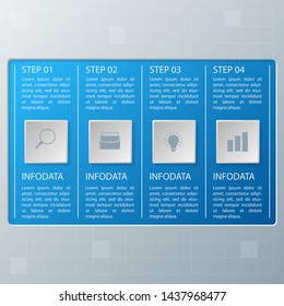 Infographic elements. Business concept timeline. Modern infograph template with four steps. Can use for workflow layout, diagram, banner, webdesign, presentation. Vector illustration.
