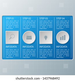 Infographic elements. Business concept timeline. Modern infograph template with four steps. Can use for workflow layout, diagram, banner, webdesign, presentation. Vector illustration.