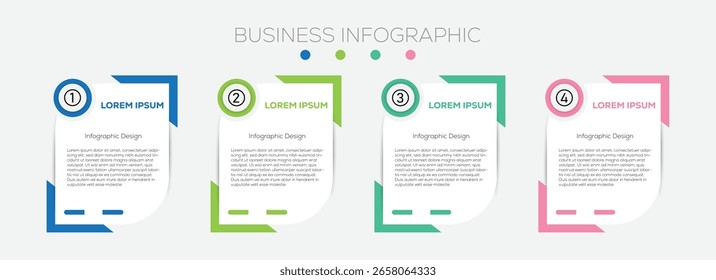 Infografía. Plantilla de diseño de infografía empresarial con 4 opciones, pasos o procesos. Puede ser utilizado para la disposición, diagrama, informe anual, Diseño web.