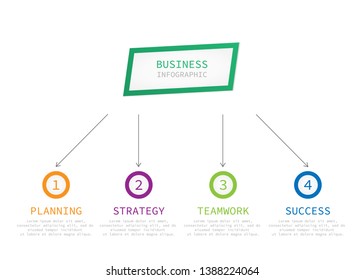 Infographic elements for business planning. Template with four steps to achieve the goal.