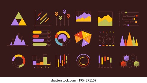 Infographic elements. Business templates of ui collection flowcharts circle charts info reports dividers garish infographics vector set