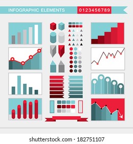 Infographic elements: charts, graph, diagram, arrows,signs,bars, buttons,borders etc. Vector illustration