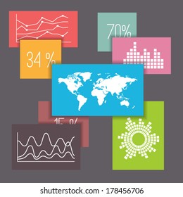 Infographic elements: charts, graphics, diagram and vector map.
