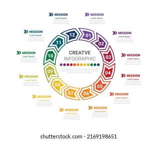 Infographic elements circle design for all month planners. Infographics for business concept. Can be used for presentations banner, workflow layout, process diagram, flow chart, info graph
