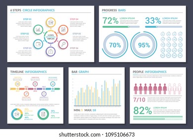 Infographic elements - circle infographics, progress bars, timeline and pie charts, bar graph, people infographics, vector eps10 illustration