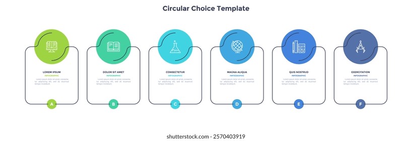 Infographic elements of circular choice template with 3 options, steps or processes. Program steps placed in horizontal row. Modern flat vector illustration for visual presentation