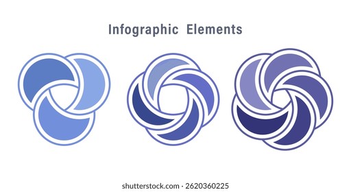 Infographic Elements. Circular Infographic Template. Intersecting Elements for Different Presentations or Reports