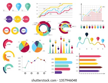 Infographic Elements Collection - Business Vector Illustration in flat design style for presentation, booklet, website etc. Big set of Infographics.