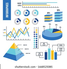 Infographic Elements Collection - Business Vector Illustration in flat design style for presentation, booklet, website etc. Big set of Infographics.