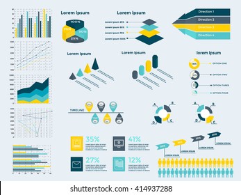 Infographic Elements Collection - business vector illustration for presentation, booklet, website, blog, workflow layout, brochure, banner, card, step up options, web design, poster, flyer, timeline.