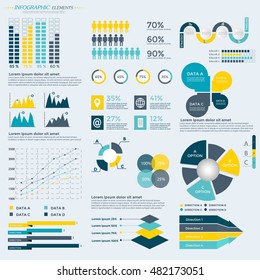 Infographic Elements Collection - business vector illustration for presentation, booklet, website, blog, workflow layout, brochure, banner, card, step up options, web design, poster, flyer, timeline.
