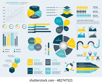 Infographic Elements Collection - business vector illustration for presentation, booklet, website, blog, workflow layout, brochure, banner, card, step up options, web design, poster, flyer, timeline.