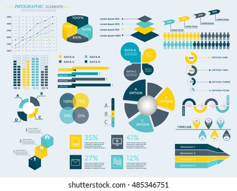 Infographic Elements Collection - business vector illustration for presentation, booklet, website, blog, workflow layout, brochure, banner, card, step up options, web design, poster, flyer, timeline.