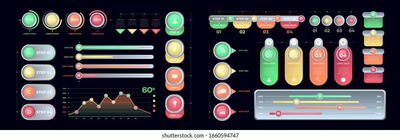 Infografische Elements-Kollektion im klassischen Stil. Business Vektorillustration Illustration in flachem Design für Präsentation, Broschüre, Website etc.