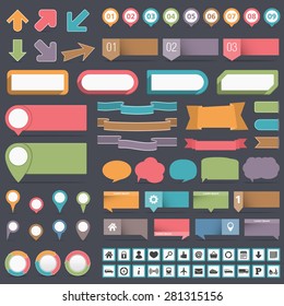 Infographic elements collection, dark background, vector eps10 illustration