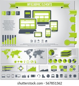 Infographic elements - computer , web and responsive web design on different devices