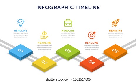Infographic elements for content, diagram, flowchart, steps, parts, timeline, workflow, chart with five options. Vector illustration