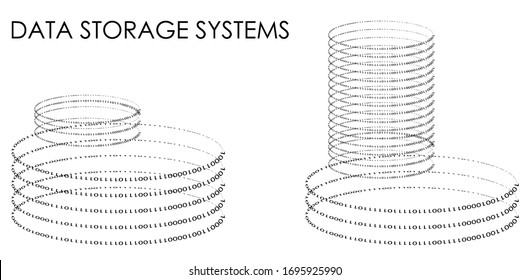 Infographic elements, data storage systems. Isolated vector on white background