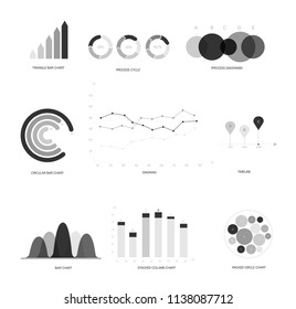 Infographic Elements, Data Visualisation Vector Concept. Circle Diagram, Rating, Target, Pie Chart Modern Simple Design. Education, Technology, Annual Report, Presentation Infographic Elements Set