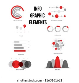 Infographic Elements, Data Visualisation Vector Selection. Circle Diagram, Rating, Target, Pie Chart Modern Simple Design. Education, Technology, Annual Report, Presentation Infographic Elements Set
