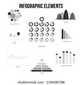 Infographic Elements, Data Visualisation Vector Concept. Circle Diagram, Rating, Target, Pie Chart Modern Simple Design. Education, Technology, Annual Report, Presentation Infographic Elements Set