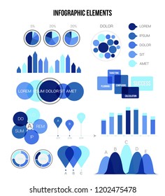 Infographic Elements, Data Visualisation Vector Concept. Circle Diagram, Rating, Target, Pie Chart Modern Simple Design. Education, Technology, Annual Report, Presentation Infographic Elements Set