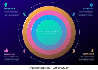 Infographic elements data visualization vector design template. Business concept, glowing gradient 3d chart, graph, illustration.