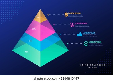 Infographic elements data visualization vector design template. parts or processes. workflow layout, diagram. Business concept presentation, glowing gradient 3d chart, graph, illustration.