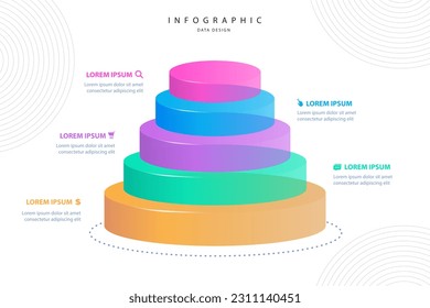 Infographic elements data visualization vector design template. parts or processes. workflow layout, diagram. Business concept presentation, glowing gradient 3d chart, graph, illustration.