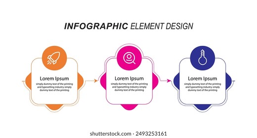 Infographic Elements design, 3 point or 3 level for information Flow chart, Vector elements, Beautiful