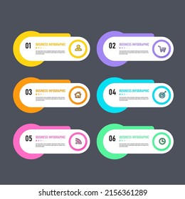 Infographic elements design template, business concept with 6 steps or options, can be used for workflow layout, diagram, annual report, web design.Creative banner, label vector.