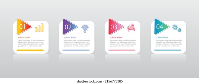 Design-Vorlage für Infografiken, Geschäftskonzept mit 4 Schritten oder Optionen