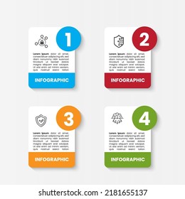 Plantilla de diseño de elementos infográficos, concepto de negocio con 4 pasos o opciones, se puede utilizar para diseño de flujo de trabajo, diagrama, informe anual, diseño web, banner creativo, vector de etiqueta