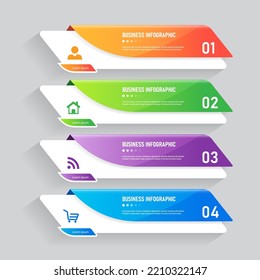 Infografische Elemente Design-Vorlage, Business-Konzept mit 4 Schritten oder Optionen, können für Workflow-Layout, Diagramm, Jahresbericht, Web-Design.Kreative Banner, Label-Vektorgrafik verwendet werden.