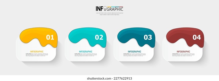 La plantilla de diseño de elementos infográficos, el concepto de negocio con 4 pasos o opciones, se puede utilizar para diseño de flujo de trabajo, diagrama, informe anual, diseño web.Banner creativo, vector de etiquetas.